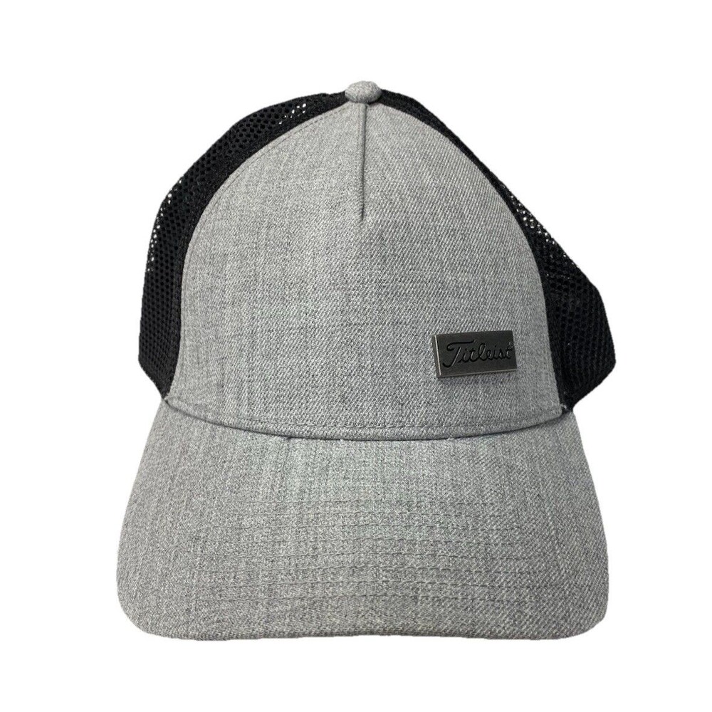 Titleist Golf Trucker Hat Gray Black Mesh Back Adjustable Snapback OSFA Cap